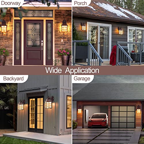 2-Pack Dusk To Dawn Outdoor Lights For House, Exterior Porch Light Fixtures Wall Mount With Photocell Sensor, Oil Rubbed Bronze Wall Lantern, Waterproof Outside Wall Sconce Lighting For Garage,Door #TOP5
