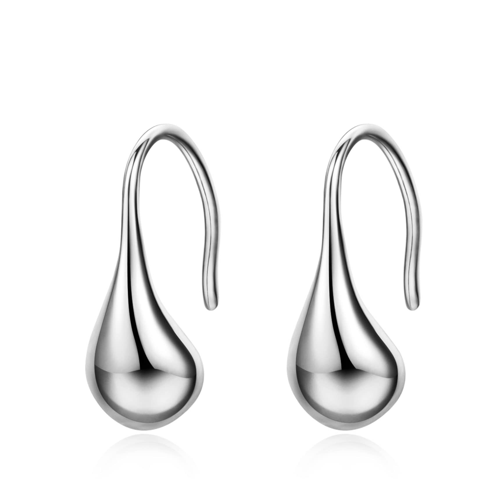 CERSLIMOPendientes de gota de agua de plata para mujeres y niñas, aretes colgantes de lágrima – Pendientes de gota simples de plata de ley 925, Plata de ley