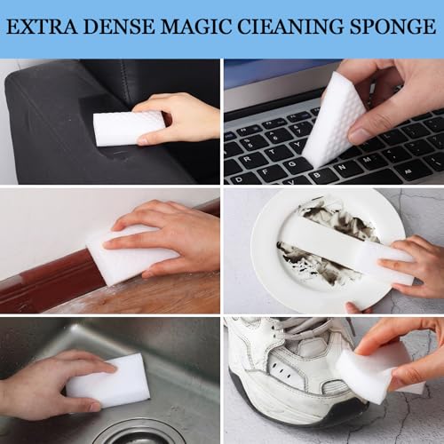 Image of Sosation 400 Pack Magic Sponge Erasers, 2X Density New Nano Material Melamine Sponge Bulk, Strong Durable Magic Sponges Eraser Cleaning Supplies Cleaner for Kitchen Bathroom Bathtub Sink Wall Cleaner