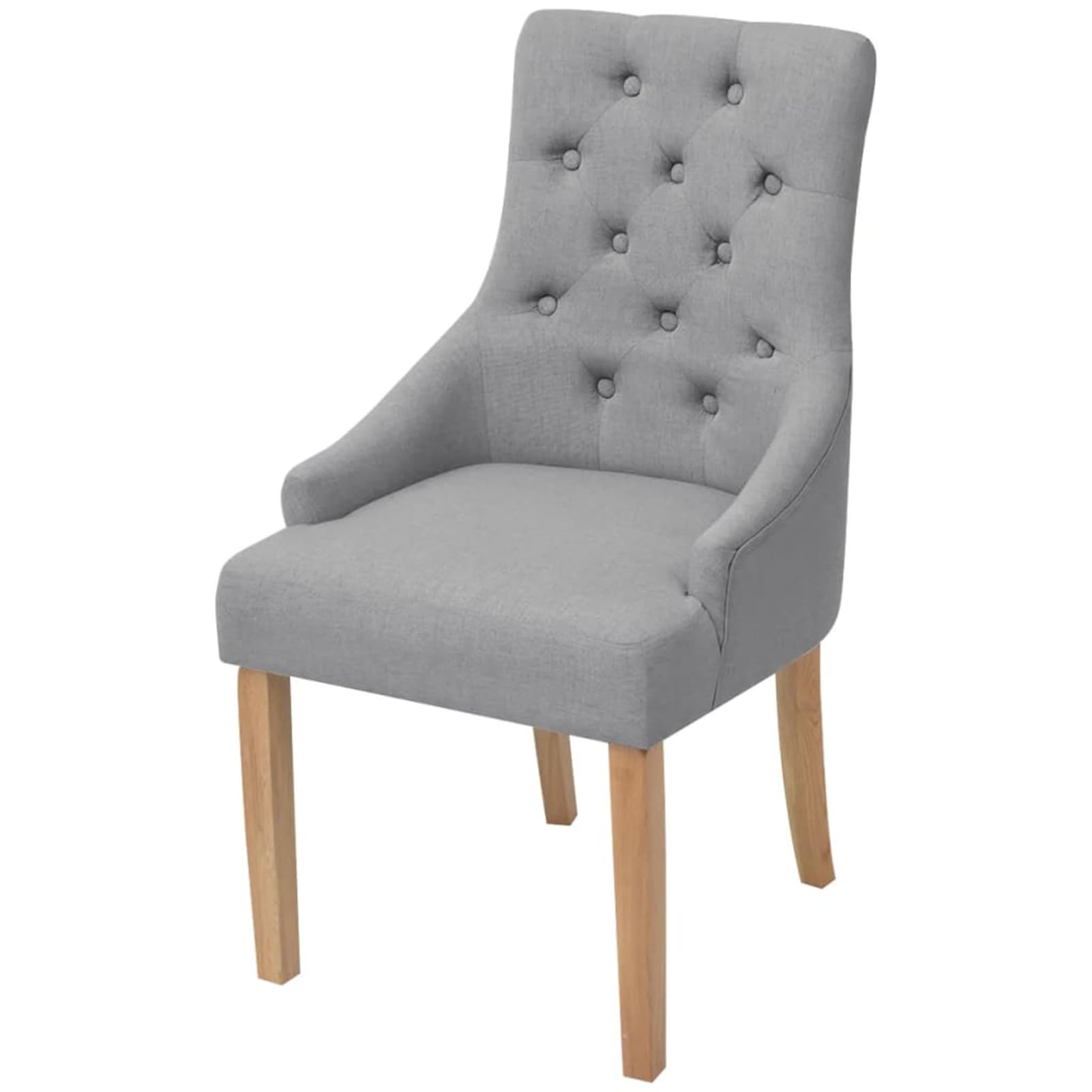Krzesła do jadalni 4 szt. z podłokietnikami – jasnoszare, tapicerka materiałowa (100% poliester) i nogi z drewna dębowego, 52 x 60 x 95,5 cm, do jadalni i salonu