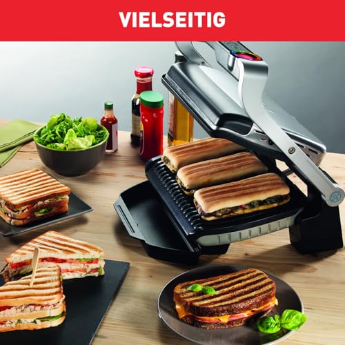 Foto von Tefal OptiGrill+ Kontaktgrill, 6 Programme, Garstufenanzeige, abnehmbare Platten, manueller Modus, optimal Grillergebnisse dank Messung der Dicke, Elektrogrill, Edelstahl, GC712D12