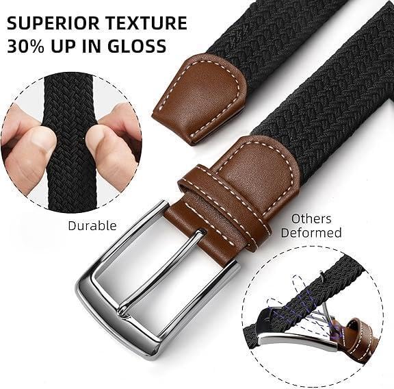 Stretch Belt Men- Mens Woven Braided Web Belt 1 3/8 for Golf Casual Hunting Pants Shirts Jeans 26"-32"4