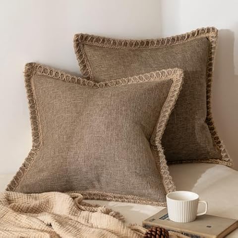 MIULEE Rustic Linen Pillow Covers Cover