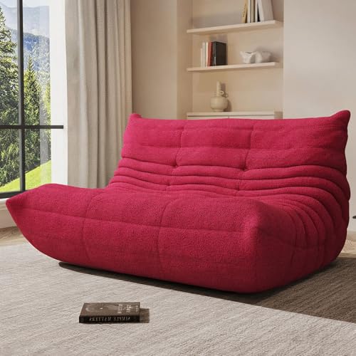 Image of Giant Bean Bag Chair for Adult, Cozy Boneless Fireside Accent Loveseat Chair,Memory Foam Floor Sofa, Comfy Lounge Couch for Bedroom Small Living Room Apartment Daily Relax(Burgundy,Loveseat)