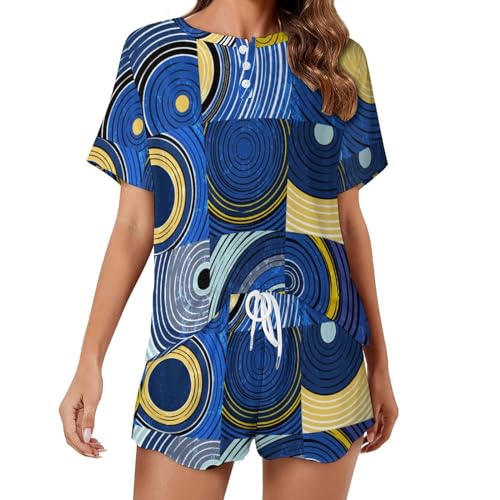Pyjama pour femme Cercles Carrés anti transpirant pour retrouver un sommeil paisible