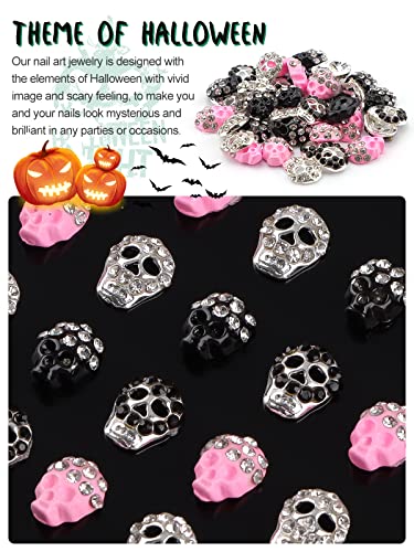 3D Skull Nail Art Charms Ebanku 40 Pcs Alloy Nail Art Rhinestones Vintage Punk Nail Art Decorations Colorful Nail Jewelry For Girls Women Nail Art Diy #TOP3