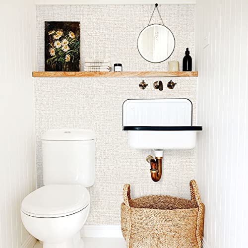 Beige Wallpaper Grasscloth Peel And Stick Wallpaper Contact Paper For Walls 17.7Inx118.1In Textured Wall Paper Vinyl Grasscloth Wallpaper Contact Paper Peel And Stick Beige Self Adhesive Wallpaper #TOP7
