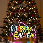 Mudder Happy New Year Neon Sign Colorful Holiday LED Neon Sign Letter Christmas Wall Art, Xmas Cheers Christmas Signage Wall Decorations - Image 2