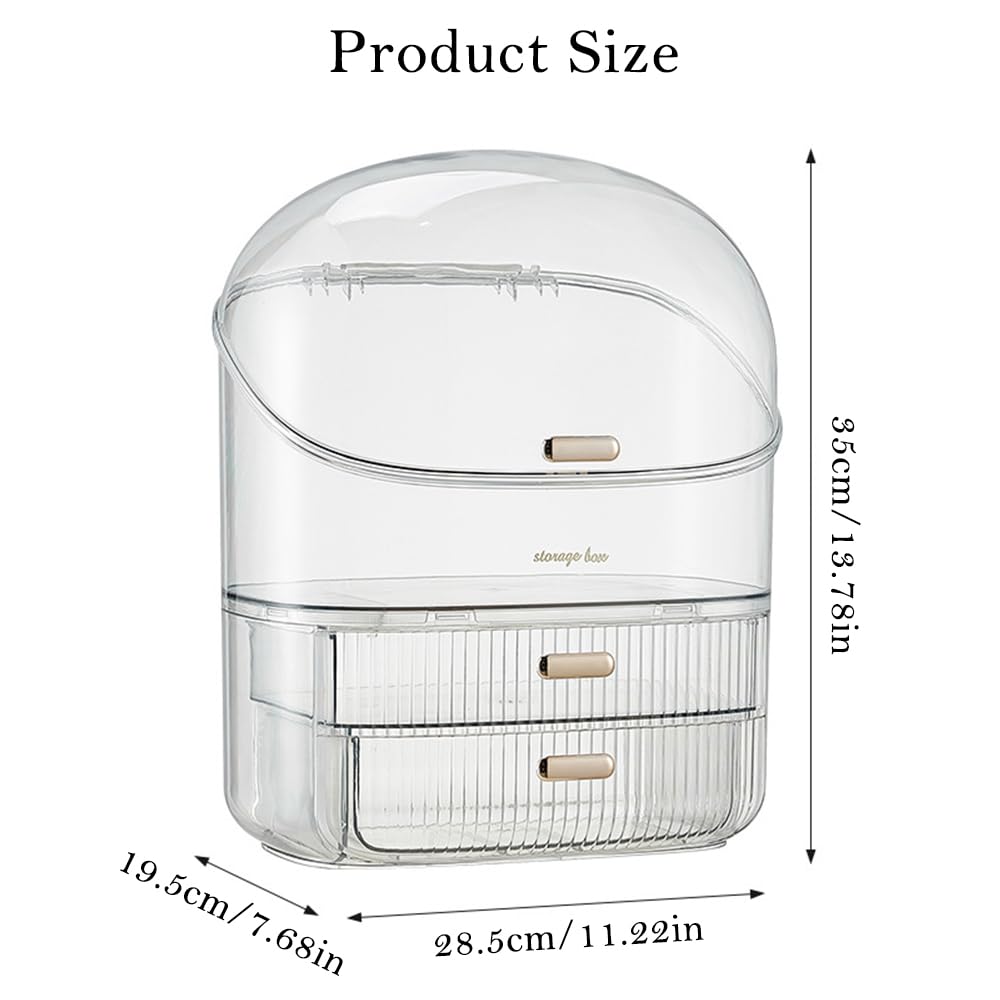 NUODWELL Transparenter Makeup Organizer Aufbewahrungsbox, Kosmetik Organizer mit klarem Deckel und Schubladen, Hautpflege Organizer für Schminktisch, Schlafzimmer, Badezimmer (Transparenz)