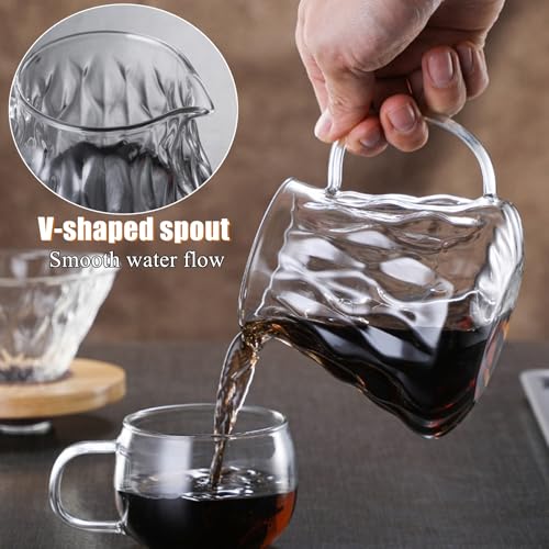 Miniatura 4 de Gocoffun Juego De Cafetera De Vidrio Borosilicato De 600 Ml Con 50 Filtros De Papel, 1-3 Tazas De Goteo De Café Para El Hogar, Cafetería Y Restaurante Transparente