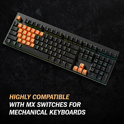 Image of HK Gaming Rubber Keycaps Set | Anti-Slip Texture | Doubleshot Backlit Keycap Set | 23 Keys OEM Profile Key Set | for Mechanical Keyboard | Compatible with Cherry MX, Gateron, Kailh | Orange