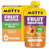 Mott’s Fruit Smoothies Vanilla Peach, 4.2 oz clear pouches, 8 Pack, Made With Milk, Made With Real Fruit...