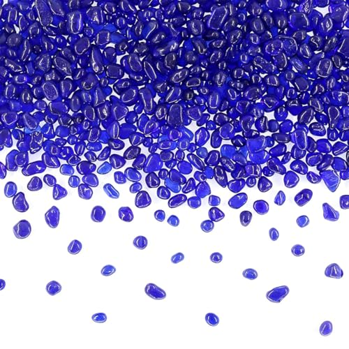 Image of 1 LB (460g) Tumbled Irregular Sea Glass Gemstone Chips, Deep-Blue | Vibrant Long-Lasting Hues, Premium Polished, Safe Non-Toxic Material, Ideal for DIY Crafts & Decorations