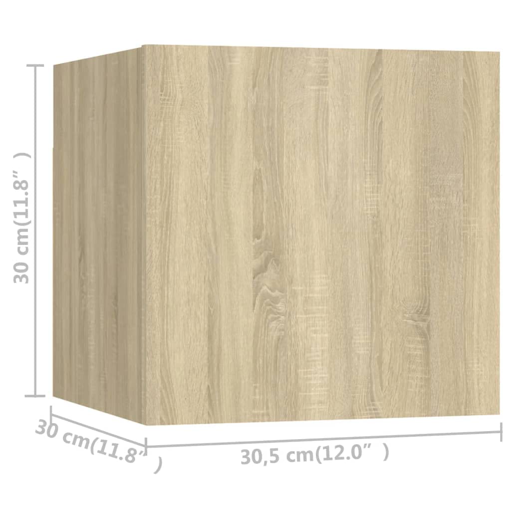 6-TLG. TV-Schrank-Set Sonoma-Eiche, Holzwerkstoff, Hängend, Modernes Media-Center für Wohnzimmer und Schlafzimmer, 100x30x30 cm
