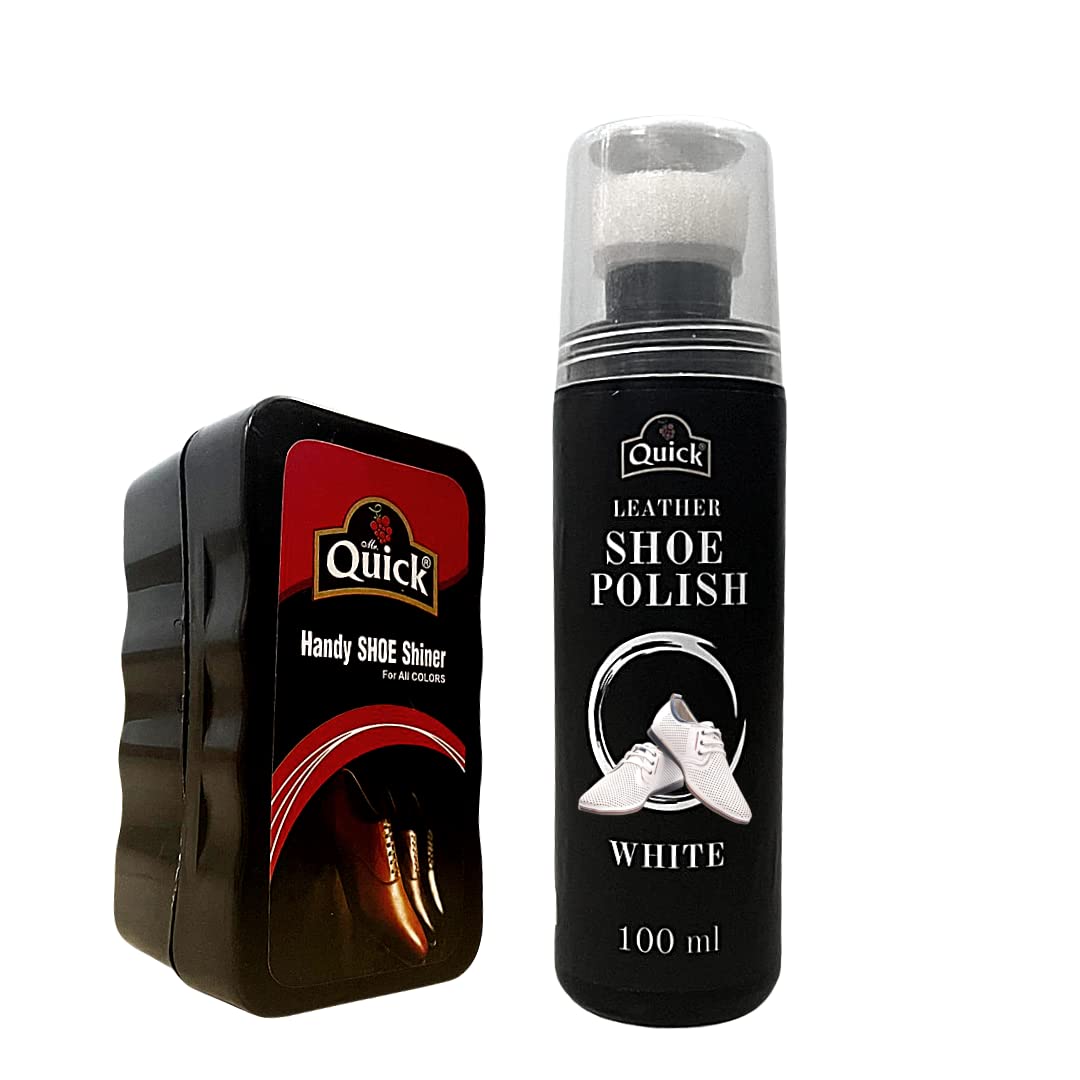 Quick Liquid Shoe Polish Color - White (100 ML) and Shoe Shiner| Carnauba Wax Shoe Polish with Silicon Oil and Leather Conditioner (B0B7837YV6) Amazon Price History, Amazon Price Tracker