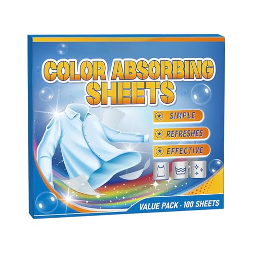 Setauoo Captadores de Color para Lavandería | Absorbentes de Tintes para Evitar Desprendimiento de Color,100 Unidades Cuidado de Ropa Suministros Hogar para Prendas