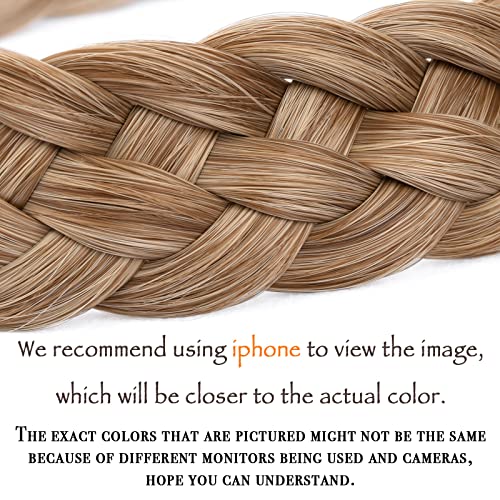 BOBIYA 5 Strand Synthetic Hair Braided Headband Classic Chunky Wide Plaited Braids Elastic Stretch Hairpiece for Women Girl (Dirty Blonde) - Image 4