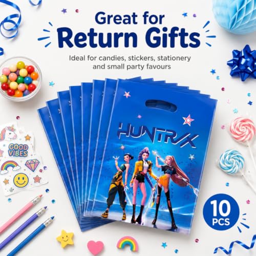 Image of Wanna Party Korean Pop Inspired Goodie Bags, Pack of 10 | Small Party Favour Bags for Return Gifts, Pinata Fillers, Candies, Stickers, Stationery & Birthday Celebration Supplies