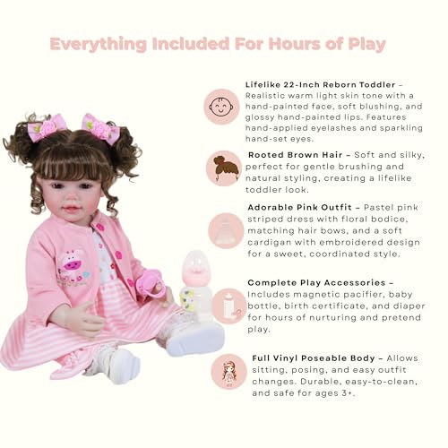 Muñeca Reborn Niña 22'' Vinyl Tierno Conjunto Completo miniatura 2