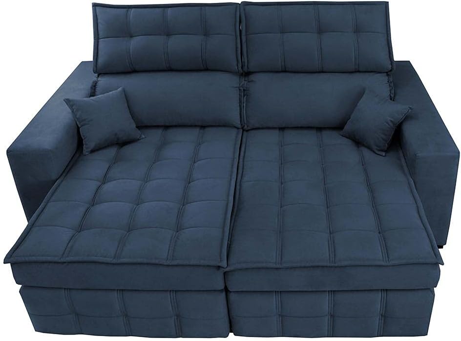 Sofá em uma vista frontal com fundo neutro destacando seu design. Sofá em uma vista frontal com fundo neutro destacando seu design.