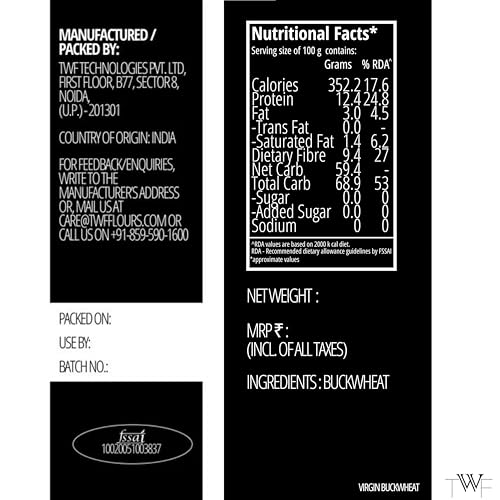 Image of TWF Buckwheat Flour 1Kg | Kuttu Giri ka Atta from Hulled Buckwheat Millet | Stone Ground & Gluten-Free | Ideal for Fasting (Upwaas), Baking & Weight Management | Fresh & Natural | Fasting Flour