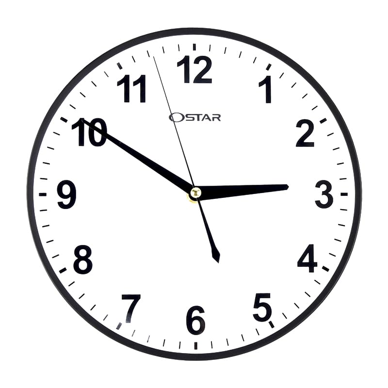 Horloge murale fonctionne à piles OSTAR, pendule murale silencieuse 25,4 cm pour bureau