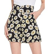 Belle Poque Women Bermuda Shorts Elastic Waist Wide Leg Shorts with Pockets &amp; Belts