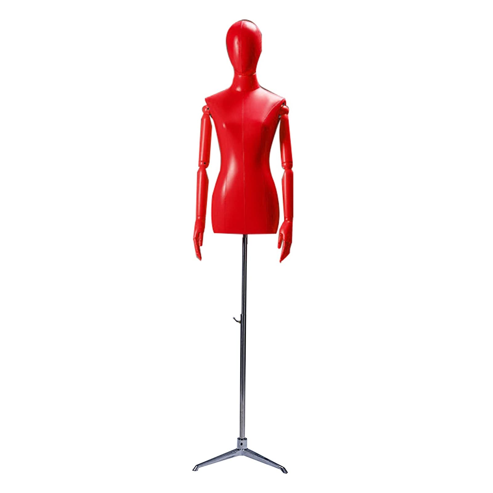 SDFhNest Mannequin Dress Form Woman Maniquin Body with Metal Base, Half Body Clothing Display Stand Model Mannequins, Height Adjustable 53.1"-74.8" Leather Dress Form (Red )