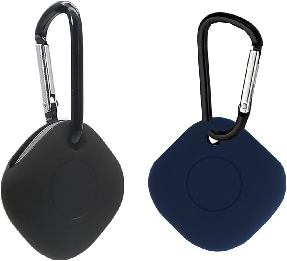(2 Packs) Galaxy SmartTags Cases,Doweiss Soft Skin Rubber Protective Cases Cover Anti-Scratch Lightweight with Clips Keychain Fit for Galaxy SmartTags/SmartTag+ Plus (Black + Navy Blue)