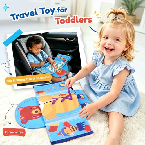 Image of JoyCat Dressing Busy Book for Toddlers 2-4,Montessori Travel Toys