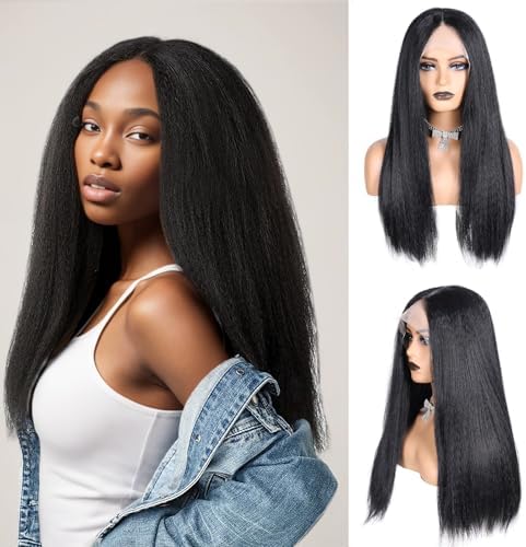 Black medium long wig KF81364 main image 1