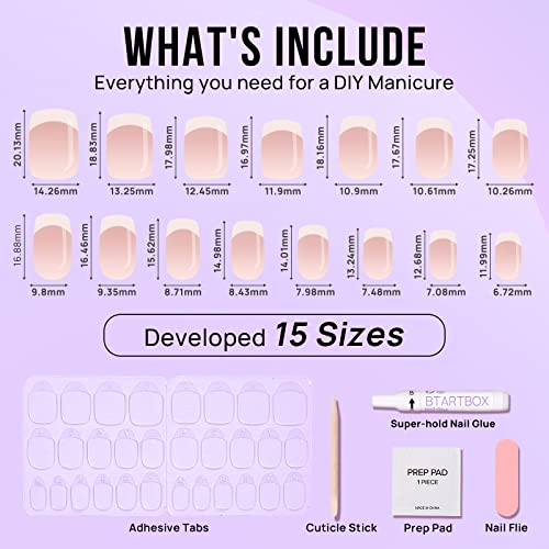French Tip Press On Nails - Btartbox 30Pcs Soft Gel Fake French Nails , Salon Like Press On Nails Short, No Fade Out, Seamless Glue On Nails For Woman Nail Art Manicure, French Girl #TOP5
