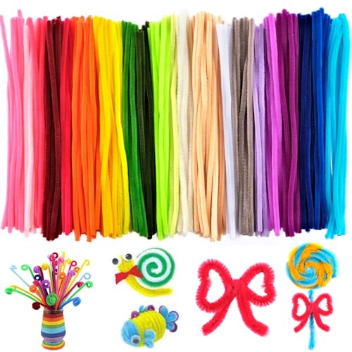 Lawen Creative Lot De 200 Cure-pipes En 7 Couleurs Macaron DIY Fil Chenille Dessin Animé Pour Sculpture En Fil De Fer 6mm X 30CM