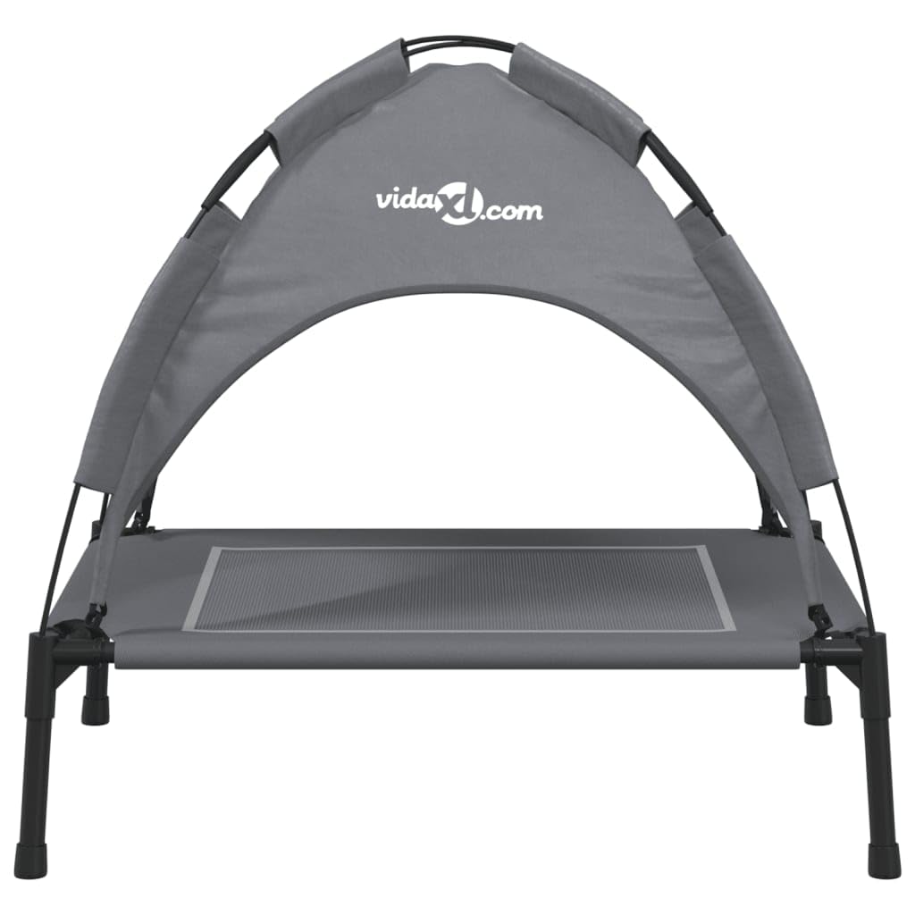 Cama para perros con techo Antracita Tela Oxford y Acero para Perro Gato Salón LH695271