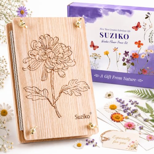 Suziko Großes Blumenpressen-Set - Blumen- und Pflanzenkonservierungs-Set Maße 27.5x17.5 cm Kunst und Handwerk für Erwachsene & Kinder Blattpresse & Blumenpresse - Tolles Geschenk für Liebhaber