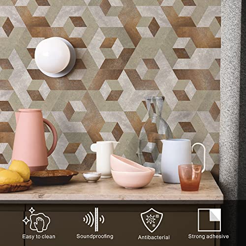 Colamo Luxury Peel And Stick Backsplash,Large Hexagon Faux Stone Mosaic Tile,Self Stick On Accent Wall,Geometric 3D Design,Waterproof Adhesive Smart Marble Tile For Kitchen,Stove,Bedroom(1Pcs,Brown) #TOP2