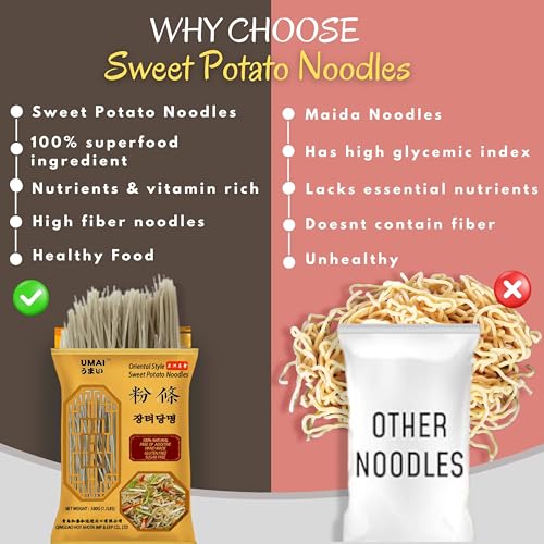 Image of UMAI Sweet Potato Noodles 500 Gm | Handmade | Gluten Free | Sugar Free | Free Of Additives