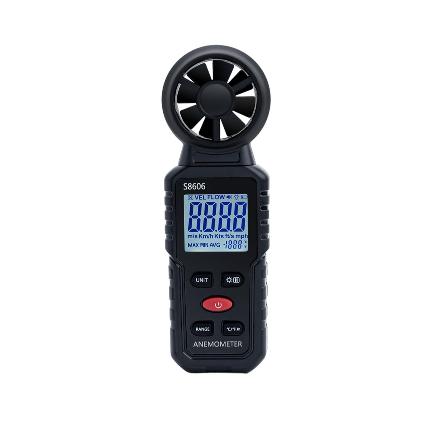 Mcbazel 3 in 1 Anemometro Digitale con Display LCD, Misuratore di Velocità del Vento Tester Velocità Flusso Aria Termometro per Esterni, Droni, Caccia, Pesca