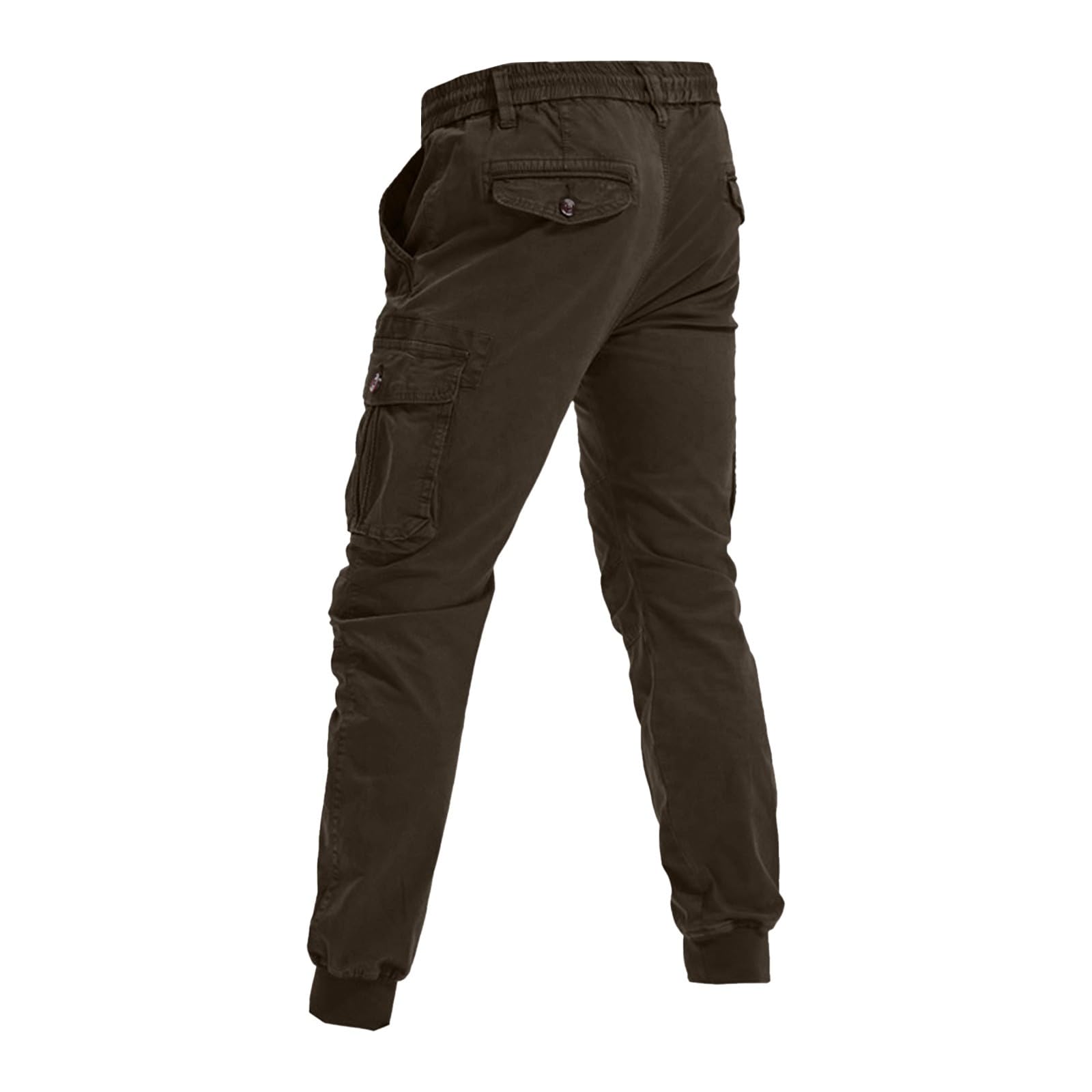 Pantalones de trabajo para hombre con cintura elástica, pantalones de trabajo para hombre con cintura elástica, pantalones chinos con puños, pantalones de ocio, muchos bolsillos, ligeros, pantalones