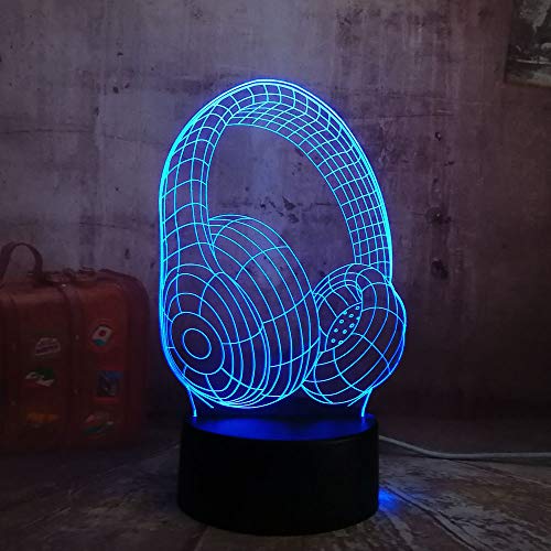 Preisvergleich Produktbild 3D Kopfhörer Muster führte Nachtlicht 7 Farbfernsteuerungsnotenschlafzimmerla... Weihnachtsgeschenk der Kinder