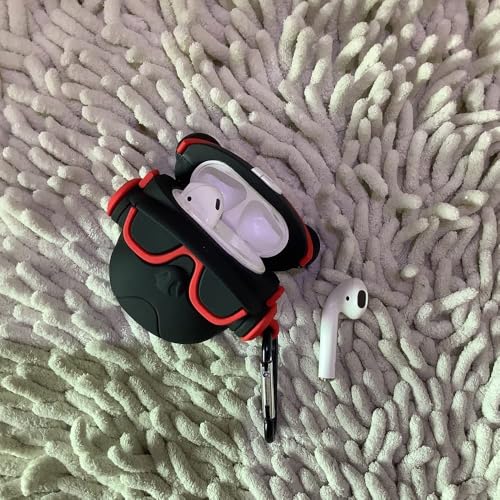Image of Prolet Designed for AirPods 1 /2 Case Cute Bulldog D Red Fashion Character Silicone Case Cover for Airpods 1 /2 Protective Skin with Keychain (Bulldog D RED)-Red