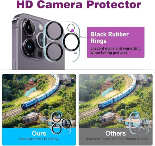 Image of Premium Tempered Glass Screen Protector with Camera Lens Protector for iPhone 14 Pro - [2-Pack] Ultra-Clear, Anti-Scratch, Easy Installation