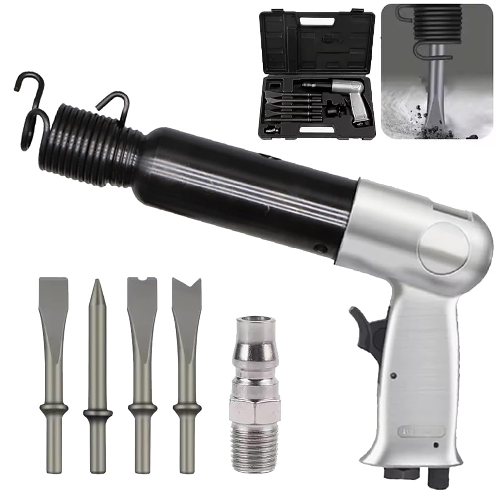 Pistola pneumatica antiruggine,Kit scalpello pneumatico ,Pistola ad aghi professionale ad aria compressa,3000U/min,con 4 scalpelli,supporto a sgancio rapido raccordo di ingresso da 1/4 per tagliare