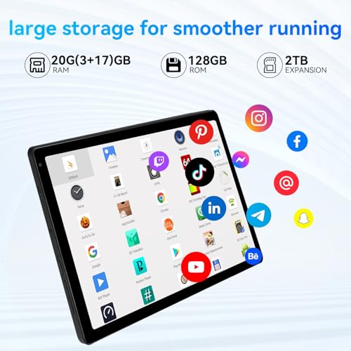 Image of ZOFYWNAS Tablet, Android 15 Tablet 10 Inch with 8-Core Processor, 20GB RAM 128GB ROM 2 TB Expandable, 5000mAh Battery, Dual Camera, Face Unlock, Slim Lightweight, Black