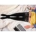 Zelta Women's Lace Top Over the Knee Socks Stocking Knee-High Hosiery Soft Cotton (Black)