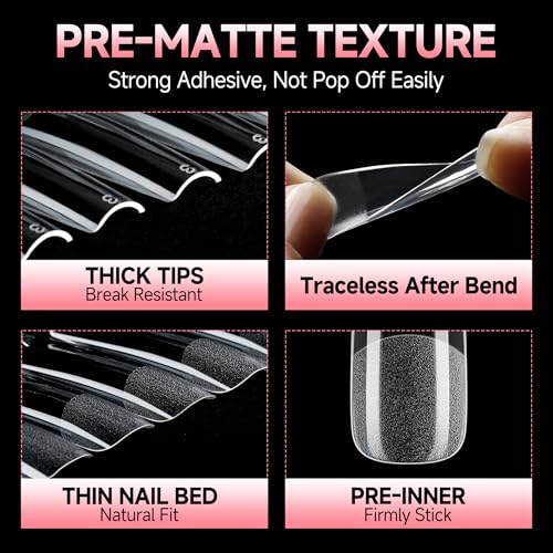 Image of UNA GELLA Nail Tips Square XXL Long: Full Cover Pre-file Square Straignt Gel Nail Tips No C Curve for DIY Press On Nails 216PCS, 12 Sizes Gel Nail Extensions Art Salon
