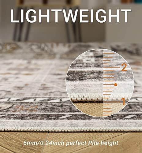 Befbee 5X7 Area Rugs For Living Room,Stain Resistant Washable Rug,Non-Slip Backing Rugs For Bedroom,Kitchen,Boho Persian Rug -Vintage Home Decor (Brown/Gold, 5'X7') #TOP4