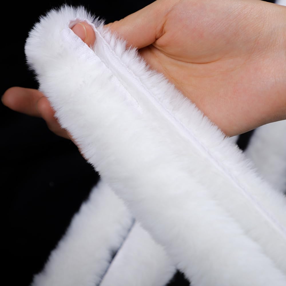 Rockreyoa Bordo in pelliccia sintetica, morbido nastro in pelliccia sintetica, bordatura in peluche, tessuto fatto a mano, per pantofole, costumi, fai da te, cappotti, decorazione regalo, kaki, 2 m