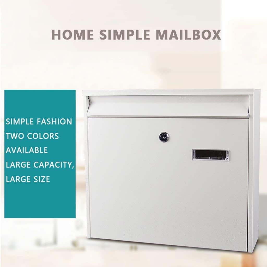 POCHY Exquisite Mailbox Wall Mount Drop Box Locking Mailboxes with Lock and Key Medium Capacity Post Box Metal Mailbox Simple and Stylish Mailbox Safer