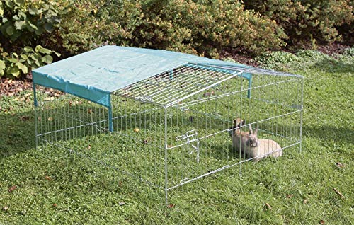 Kerbl Freilaufgehege (Gehege für große Kanninchen + Hasen, Maße 115x115 cm, Höhe 60 cm, Gitterabstand 3,5 cm, Auslauf mit Zwei Türen) 82845